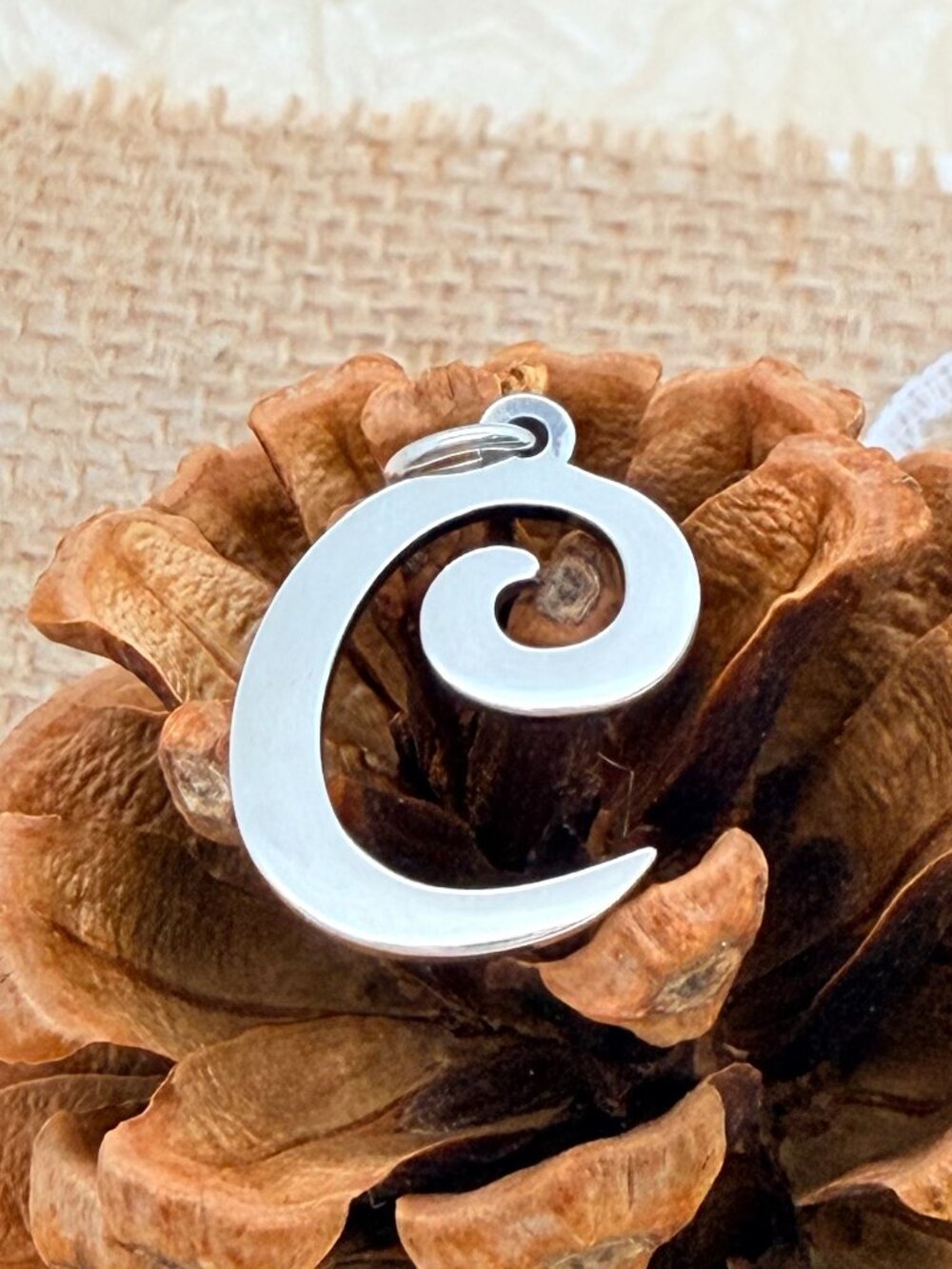 James Avery Large Script Initial C Charm Sterling Silver Letter Charm